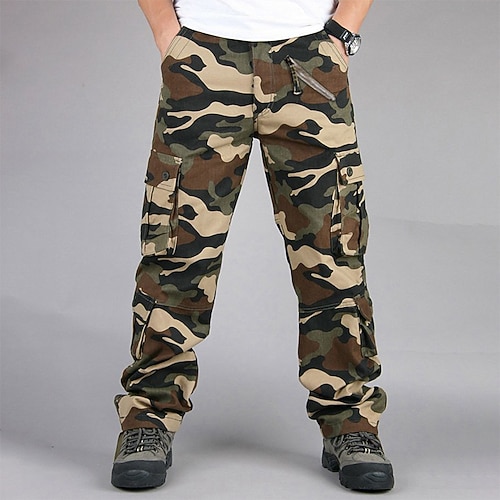 Herren Cargohose Cargohosen Cargohose Hose Hosen Fallschirmhose Multi Pocket Feste Farbe In voller Länge Arbeit Ausgehen Baumwolle Modisch Strassenmode Grass Army Green Erdiges Grün Mikro-elastisch Image