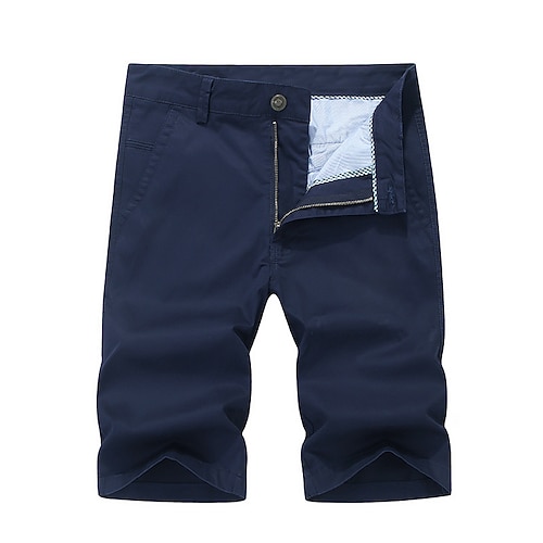 Herren Shorts Kurze Hosen Chino Bermuda Shorts Bermudas Tasche Glatt Komfort Atmungsaktiv Outdoor Täglich Ausgehen Baumwollmischung Modisch Strassenmode Armeegrün Orange Image
