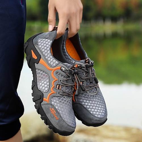 Herren Sneaker Upstream-Schuhe PU Leder Netz Atmungsaktiv Bequem Rutschfest Schnürung Schwarz Grün Khaki Sommer Frühling Image