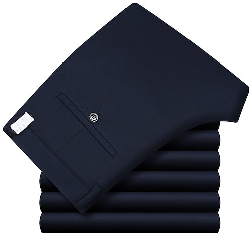Herren Anzughosen Hose Hosen Tasche Gerade geschnitten Glatt Hochzeit B¨¹ro Arbeit Baumwollmischung Schick Modern Ausgefallene Weiß Wein Hoher Taillenbund Mikro-elastisch Image