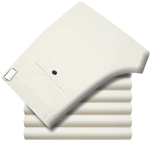 Herren Anzughosen Hose Hosen Tasche Gerade geschnitten Glatt Hochzeit B¨¹ro Arbeit Baumwollmischung Schick Modern Ausgefallene Weiß Wein Hoher Taillenbund Mikro-elastisch Image