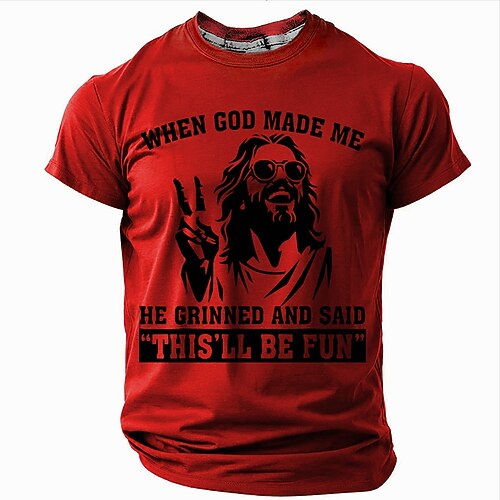 Ostern Herren Jesus T Shirt Kurzarm T-Shirt 3D-Druck Rundhalsausschnitt Hemd Designer Lässig Party Ferien Rote Grün Grau Sommer Frühling Bekleidung S M L XL XXL XXXL Image