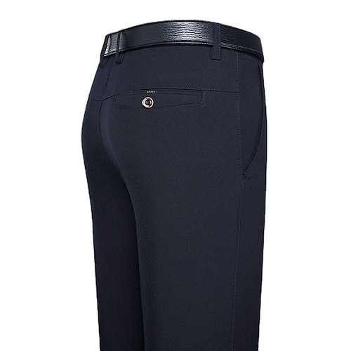 Herren Anzughosen Hose Hosen Chinesisch Chino Tasche Glatt Komfort Atmungsaktiv In voller Länge Hochzeit B¨¹ro Geschäft Schick Modern Formell Schwarz Blau Mikro-elastisch Image