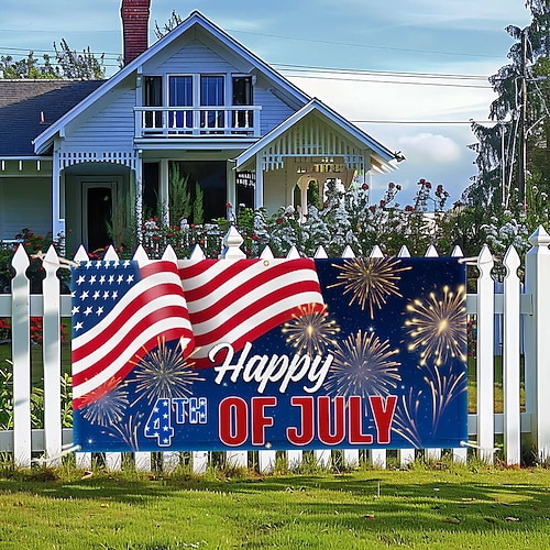 4. Juli Unabhängigkeitstag Amerikanische Outdoor-Gartenbanner-Schild-Dekorationen Outdoor-Regenschirm Grillparty-Geburtstag Deko Innenhaus-Versammlung Image