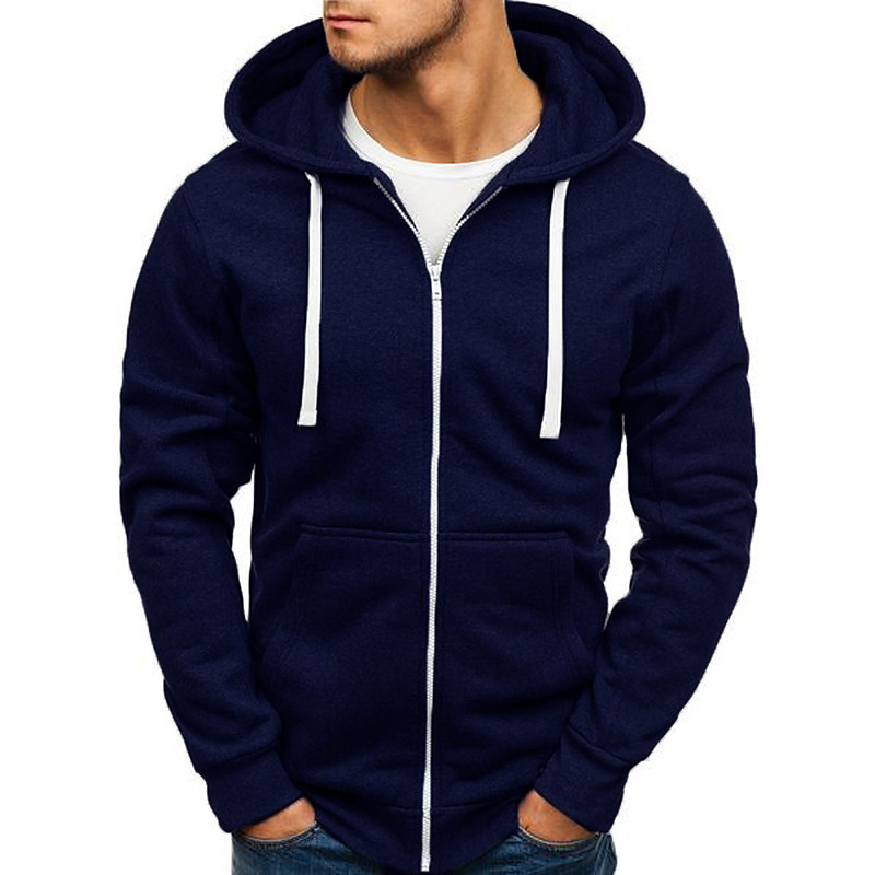 Men's Hoodie Jacket Full Zip Hoodie Solid Color Sport Athleisure Top Long Sleeve Soft Comfortable Breathable Everyday Use Casual Daily Outdoor Athleisure Activewear