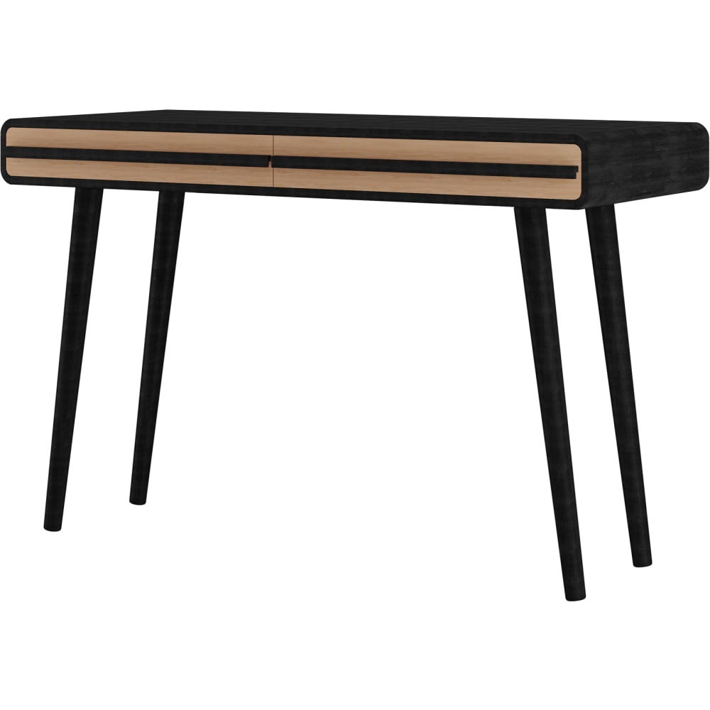 Bureau avec 2 tiroirs en effet chêne et noir