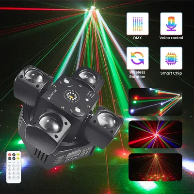 4-Arm Mini Moving Head DJ Light 48W Disco Lights Cabezas LED DMX512 Beam Strobe Effect RGBW Party Night Club Stage Light