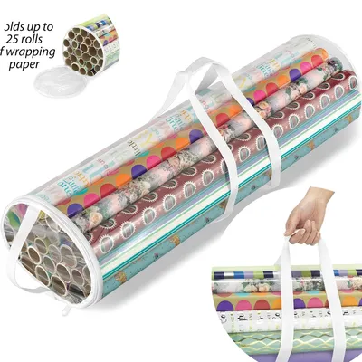 Gift Wrapping Paper Storage Bag New Storage Bag Transparent Bag Zipper Packaging with Handle LargeCapacity Waterproof StorageBag