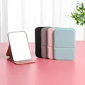Specchio per trucco portatile portatile Specchio per trucco da tavolo pieghevole Specchio tascabile carino compatto per studenti in pelle PU tinta unita