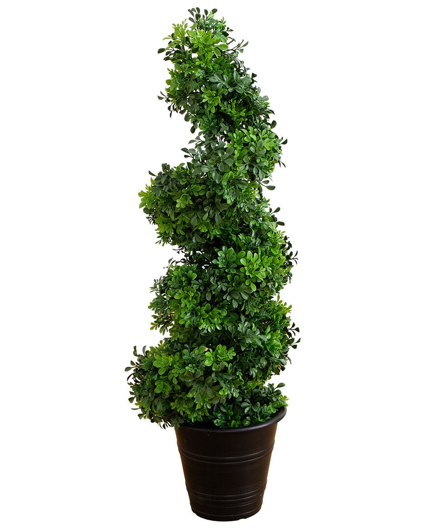 Nearly Natural 3Ft Indoor/Outdoor Uv-Resistant Boxwood Spiral Topiary Artificial Tree In Decorative Planter