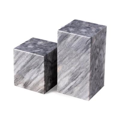 Bey-Berk Hathaway Grey Marble Cube Design Bookends