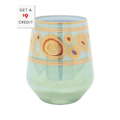 Vietri Regalia Aqua Stemless Wine Glass With $9 Credit