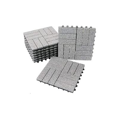 BodenMax Klickfliesen Terrasse grau Gehwegplatten Steinplatten Garten 30x30 cm Fliesen Balkon Klicksystem Wetterfest | Naturstein GRANIT | 8 Stück Image