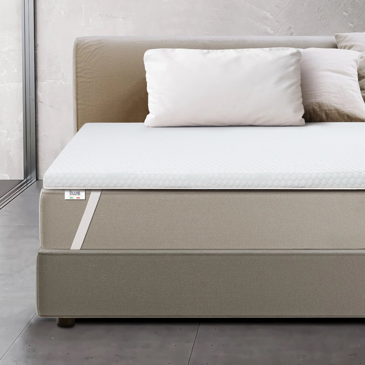 The White Stone Topper Viscoelastico Memory Foam H3 | Matratzenauflage | Topper mit abnehmbarem Bezug | Antibakterieller Matratzenschutz 155x195 Image
