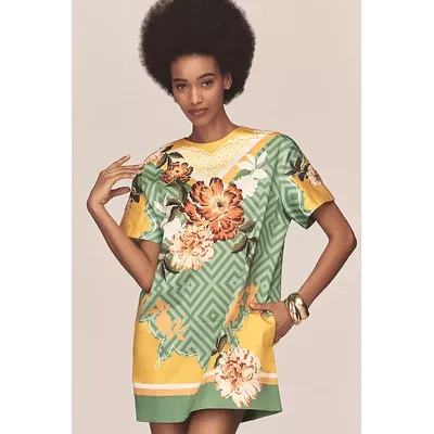 By Anthropologie Floral T-Shirt Dress