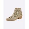 Stiefelette HEINE, Damen, Gr. 37, beige (sand), Leder, Veloursleder, Veloursleder, modisch, Schuhe