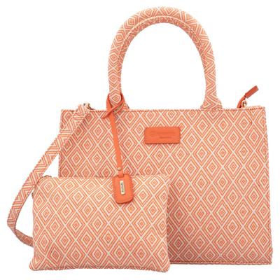 Shopper REMONTE, Damen, Gr. B/H/T: 36cm x 27cm x 11cm, orange (orange, hellbeige), Textil, gemustert, Taschen, Damen-Henkeltasche, Umhängetasche mit herausnehmbarem Innentäschchen Image