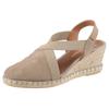 Keilsandalette VERBENAS "Milena Serraje", Damen, Gr. 36, grau (taupe), Veloursleder, casual, Schuhe, Sommerschuh, Riemchensandale, Urlaubschuh, Keilabsatz mit Juterahmen