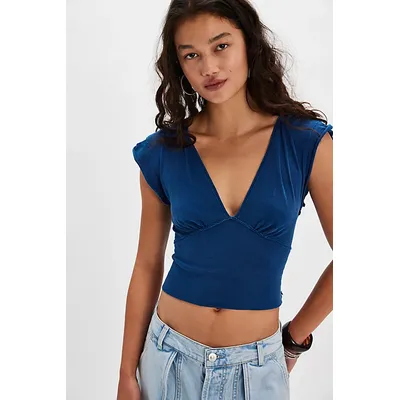 We The Free Ivy Tee at Free People in Sailor Blue, Size: Large