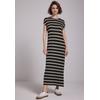 Midikleid STREET ONE STUDIO, Damen, Gr. 46, EURO-Größen, schwarz, Stoff, 94% Viskose, 6% Elasthan, gestreift, casual, gerade wadenlang, Rundhals, ohne Ärmel Bündchen, Kleider, mit Rundhalsausschnitt