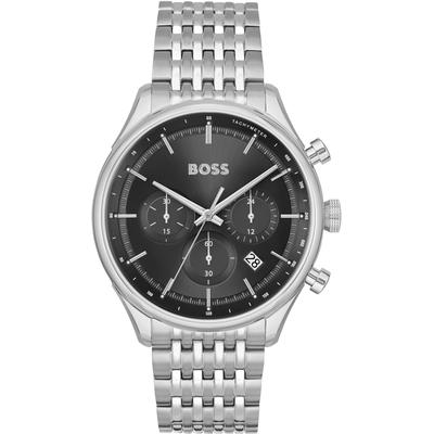 Chronograph BOSS "GREGOR", silber (silberfarben, schwarz), Armbanduhren, Herren, Quarzuhr, Herrenuhr, Armbanduhr, Stoppfunktion, Edelstahlarmband Image