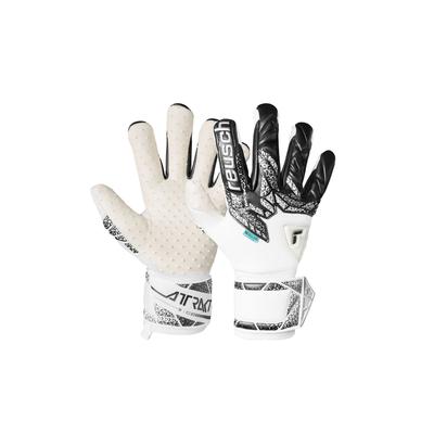 Torwarthandschuhe REUSCH "Attrakt SpeedBump", Damen, Gr. 9, bunt (silberfarben, weiß), 5% Polyamid, 28% Polyester, 61% Elastodien, 6% Polyurethan, mehrfarbig, sportlich, Handschuhe, mit Evolution Negative Cut