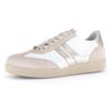 Plateausneaker GABOR, Damen, Gr. 40, beige (beige, weiß), Ziegenveloursleder, Glattleder, kontrastfarbene Details, sportlich, Schuhe, Freizeitschuh, Halbschuh, Schnürschuh mit gepolstertem Schaftrand