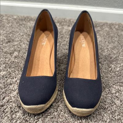 J. Crew Shoes | J. Crew Women's Navy Blue Wedges Shoes Size 7 1/2 | Color: Blue | Size: 7.5