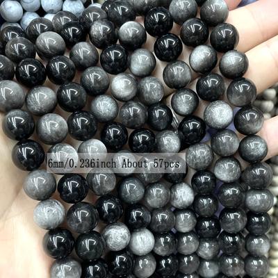 TEMU Asvrai U Silvery Obsidian Round Loose Spacer Beads Set, 4mm 6mm 8mm 10mm 12mm, Stone Material, Making, Bracelets, Necklace Accessories Image
