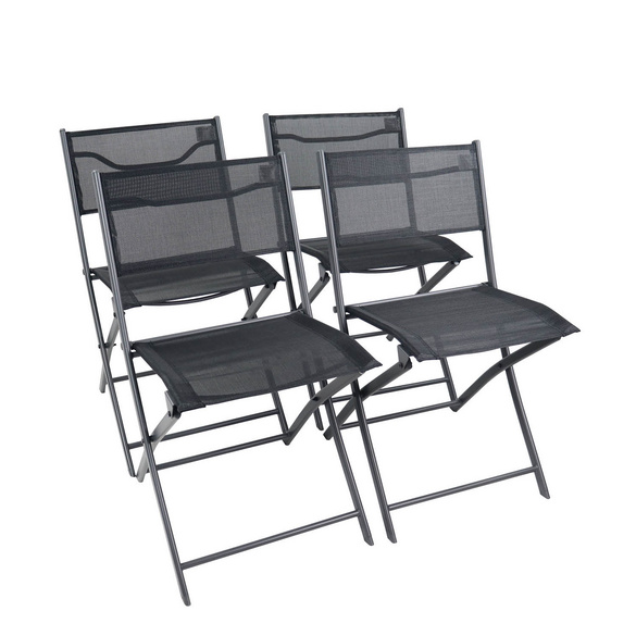 VCM 4er Gartenstuhl ""Sumila"" Schwarz