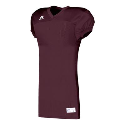 Russell Athletic S8623W Youth Solid Jersey With Side Inserts T-Shirt in Maroon size Small | Nylon Blend