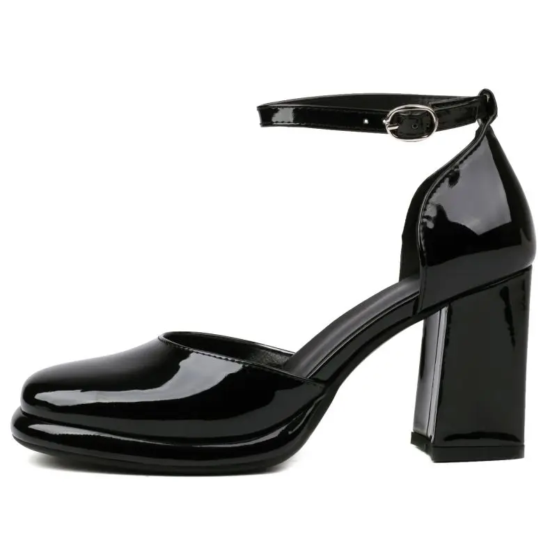 Elegante Frauen High Heels Schuhe Klassische D'Orsay Kleid Pumpen Schwarz Weiß Block Heels Sandalen Party Büro Schuhe Weibliche Große Größe