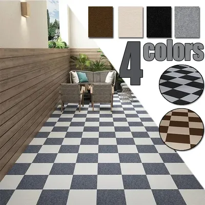 Self Adhesive Carpet Floor Tiles Sticker Square Rugs Peel and Stick Mat DIY Flooring for Kitchen
