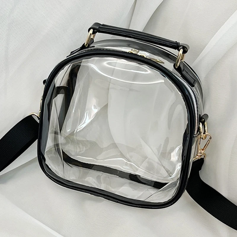 Klare Umhängetaschen Frauen transparente PVC wasserdichte Einkaufstaschen Gelee Messenger Umhängetasche Mädchen Zip travel Einkaufstaschen Image