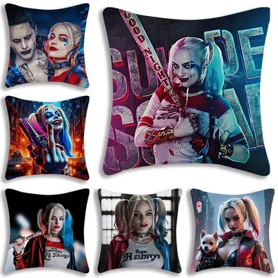 Heißer Bösewicht Harley Quinns Kissenbezüge Cartoon Sofa Dekorative Hause doppelseitige Druck Nette Image