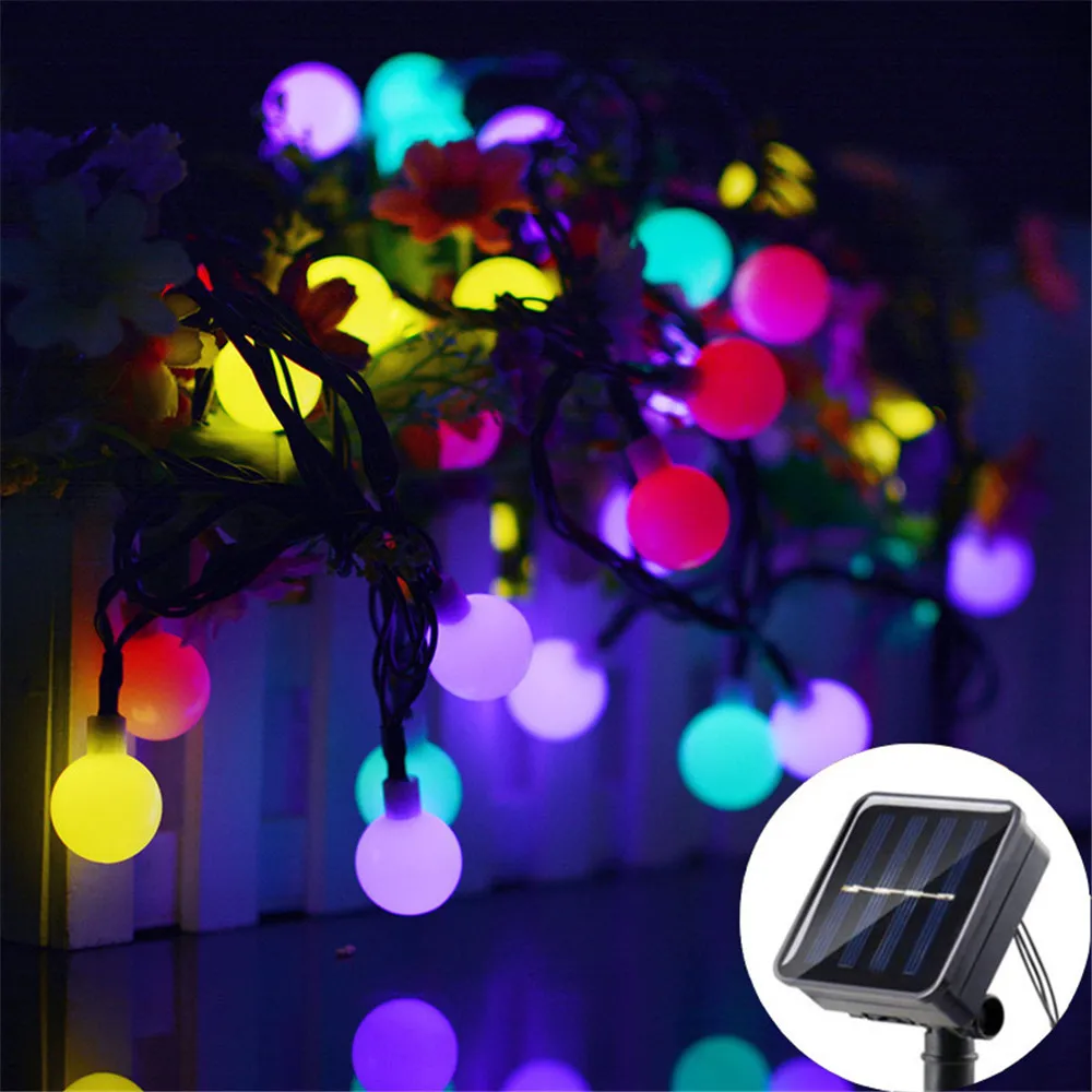 Solar-Lichterkette für den Garten, Solar-Globus-Lichterkette, 8 Modi, wasserdicht, für Garten, Weihnachten, Hochzeit im Freien, Dekor-Lichter