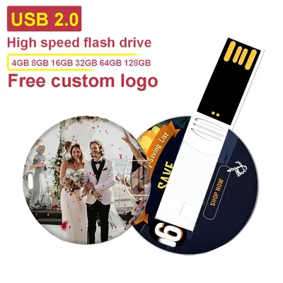 Heißer Mini-USB-Flash-Laufwerk mit runder Karte, 128 GB, kostenloser individueller Image