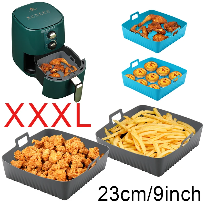 Quadratische große Silikon-Luftfritteusen-Einlagenformen für 6-8QT 9 Zoll Airfryer Backblech für Ninja 23 cm Ofen-Kochkorb-Topf Image
