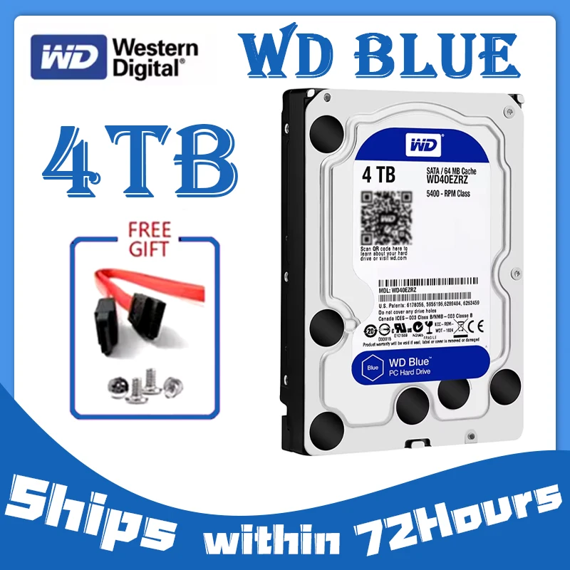 Neue Original HDD Für WD Marke Blau 4 TB 3,5 "SATA 6 Gb/s 64 MB 5400 RPM Für Interne Festplatte Für Desktop Festplatte Für WD40EZRZ Image