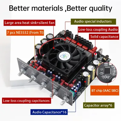AS21HPA Hochleistungs-Bluetooth-Digitalverstärkerplatine 2.1-Kanal-Subwoofer 300 W * 2 + 600 W importierter TPA3255-Chip Image