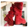 Kuchen Vintage Demonia Plattform Rote Stiefel Kleid Keil Kniehoher Reißverschluss Fell Niedliche Stiefel Club Runde Zehen Damenmode High Heel Schuhe