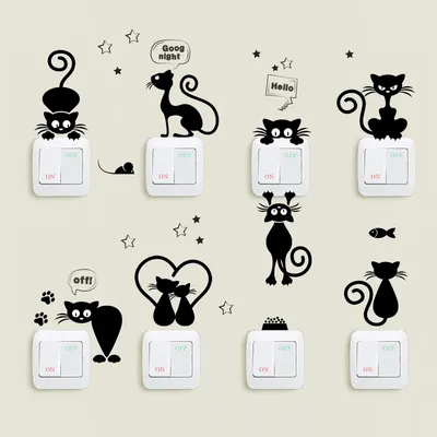 Niedliche Katzen wechseln Aufkleber für Kinderzimmer Schlafzimmer Haupt dekoration DIY Cartoon Haustier Tier Wandbild Kunst PVC Wandt attoo Kätzchen Poster Image