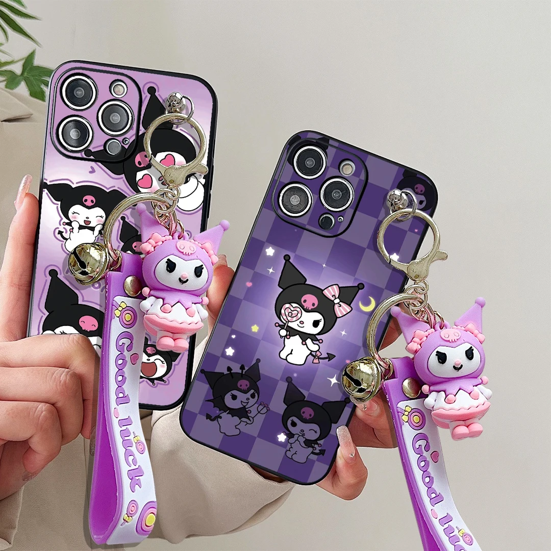 Für Xiaomi Redmi 9 10 10A 12 13 10C 12C 13C 14C Note 8 9 9s 10 11 12 13 14 Pro Lila Kuromi Hülle mit Schlüsselanhänger Image