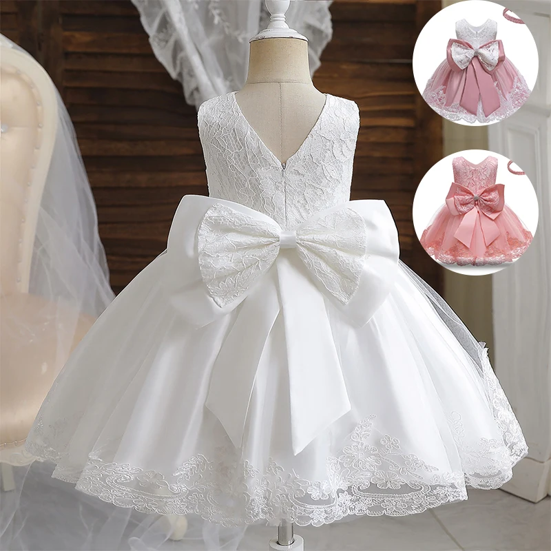 Kinder Elegante Brautkleider Für Baby 1. Geburtstag Party Kleid Blume Mädchen Prinzessin Rock Kinder Spitze Vestidos 0-24Months Image