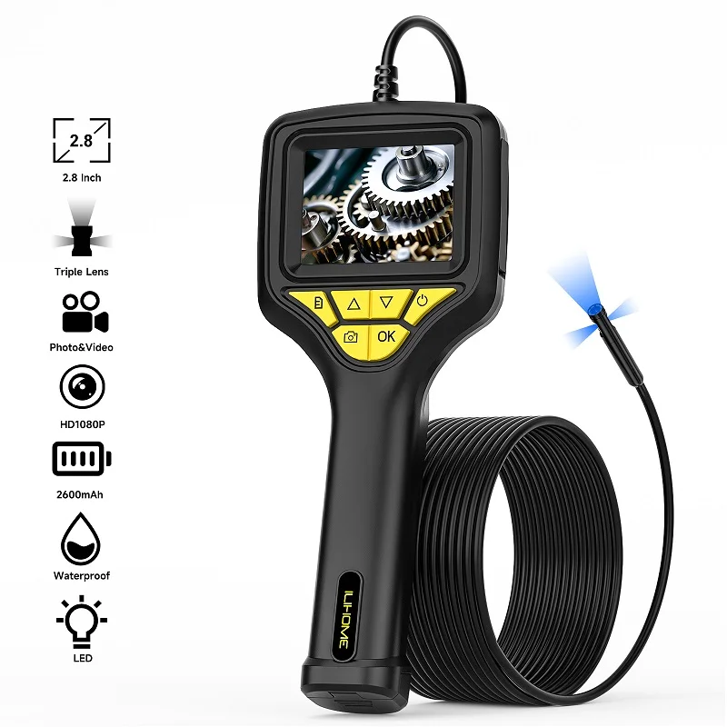 Handheld Endoskop 2,8''Bildschirm Triple Kamera Single Dual Objektiv Auto Inspektion Endoskop Wasserdicht Abnehmbare Batterie Video Aufzeichnen Image