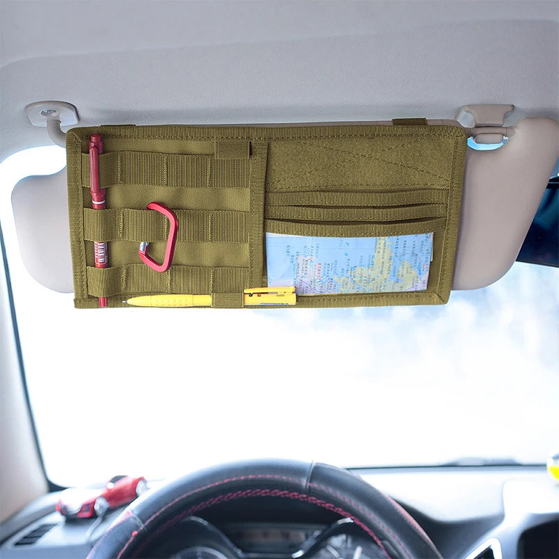 Taktische Jagd Universal Auto Visier Organizer Halter Fall für Auto Zubehör Sonnenblende Molle Organizer Tasche EDC Lagerung Beutel Image