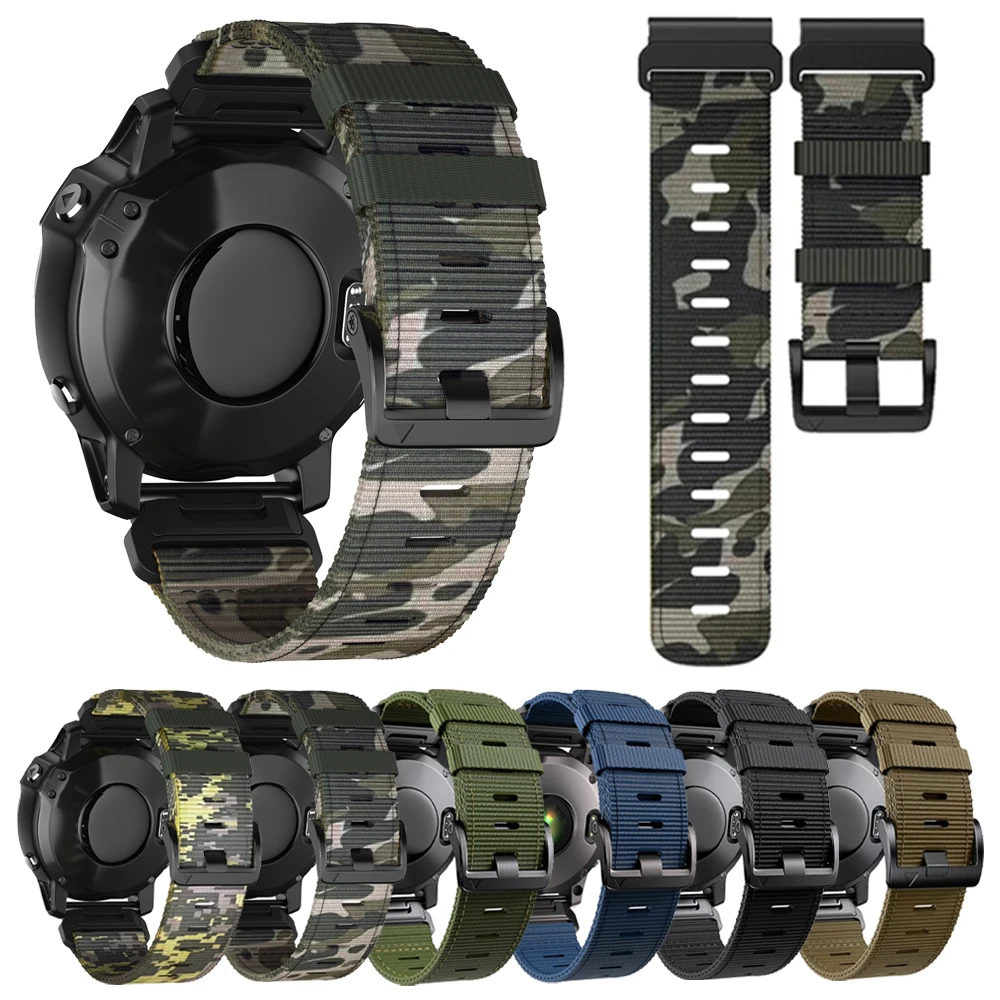 1PCS Camouflage Nylon strap Für Garmin Tactix 8 47mm 51mm Fenix8 E 7 7X Pro 6 6X 5X Instinct 3 Epix QuickFit 22mm 26mm armband Image