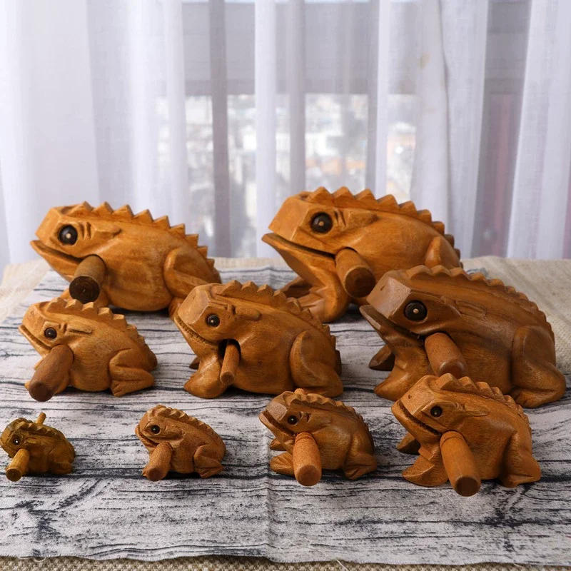 1pc Wooden Frog Guiro Rasp,Handcrafted Wooden Frog Musical Instrument,African Wooden Frog Rasp Musical Instrument for Adults