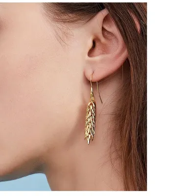 New 316L Stainless Steel Ear of Wheat Fashion Earrings 18K Gold Plated Water Resistant Personal