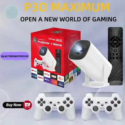 Salange P30 Max Projector HD 1080P Android 11 Proyector Video Game Console With 2 Wireless Game